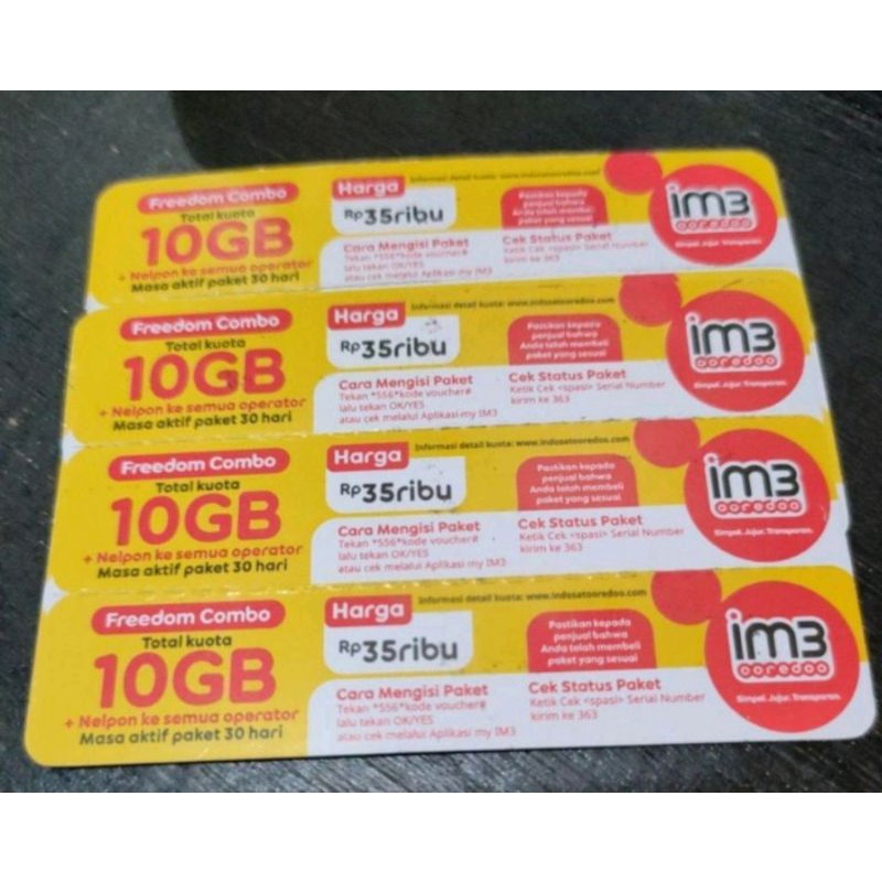 Voucher IM3 Freedom Combo 10GB 30Hari