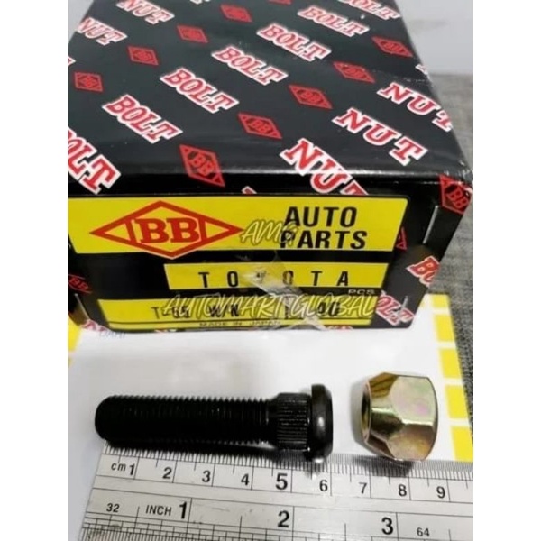 Hub bolt baut roda Innova Fortuner Hilux avanza rush 6cm Japan asli