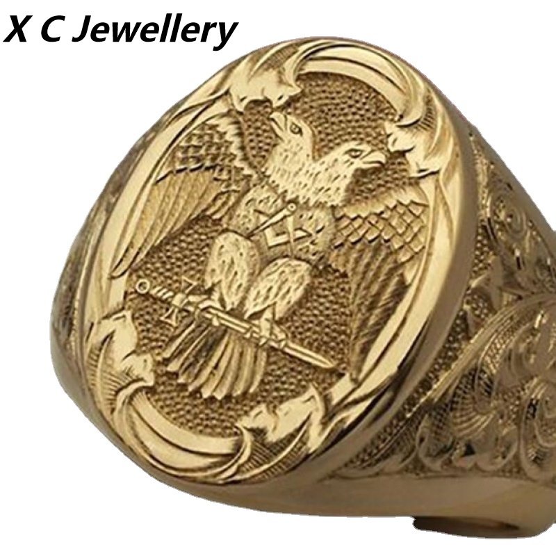 [X C Perhiasan] Hip Hop Retro Pria Fashion Elang Cincin Pesta Perhiasan Aksesoris
