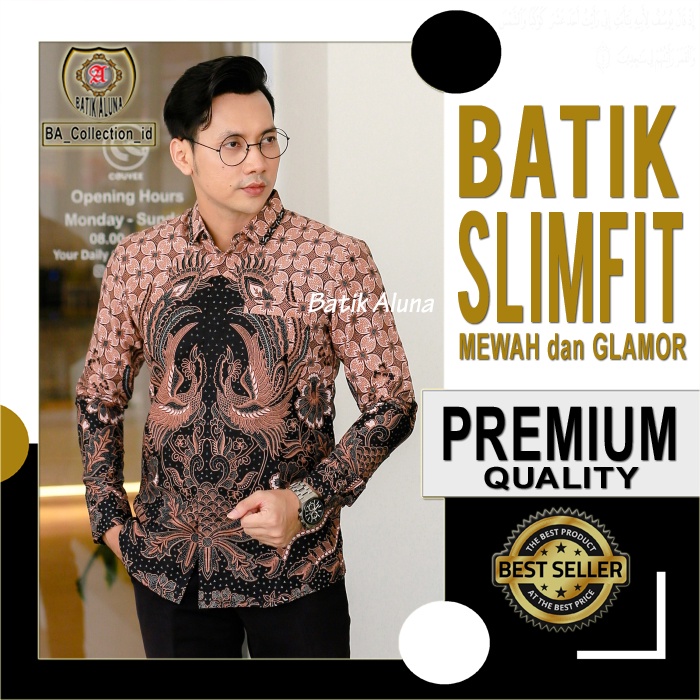 Baju Batik Pria Slimfit Lengan Panjang Modern Premium Original Terbaru Shanghai Motif Kekinian Kombi