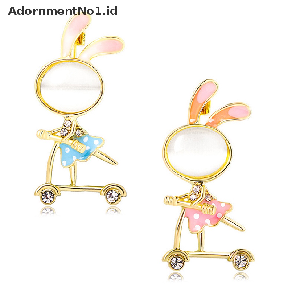 [AdornmentNo1] Opal Bunny On Skateboard Bros Untuk Wanita Kartun Rabbite Pin Enamel Hewan Pin Aksesoris Pakaian Fashion Perhiasan Hadiah [ID]