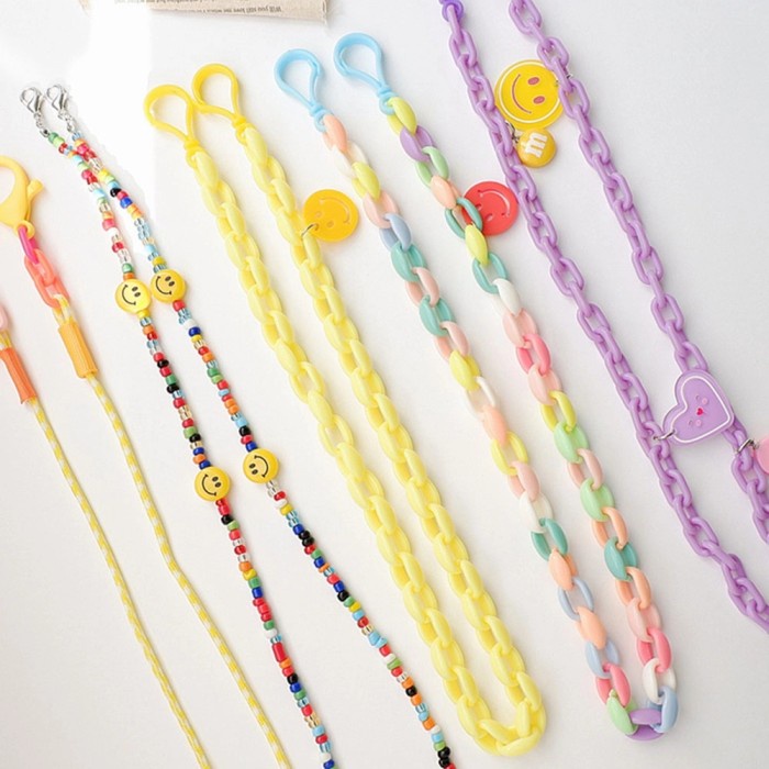 

DISKON SMILEY lanyard mask/tali masker/kalung rantai masker manik mask chain