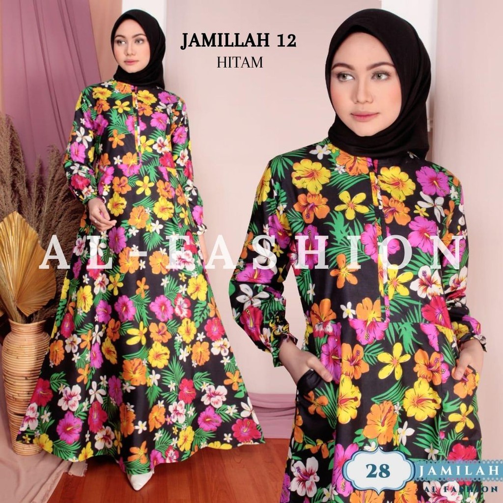 LS 483 - Maxy Dress Motif Homey Dress Gamis Wanita Muslim Katun Apel
