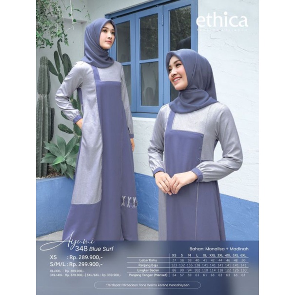 Gamis Ethica Ayumi 348 Dawn Pink Ayumi 348 Blue Surf