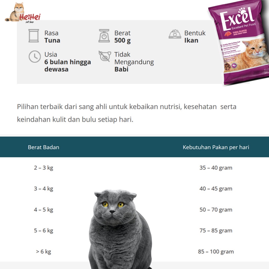 Excel Cat Dryfood 500 gr - Makanan Freshpack Kucing Cat Adult Kitten Mother Baby Dryfood Induk Kucing, Bayi Kucing, dan Anak Kucing