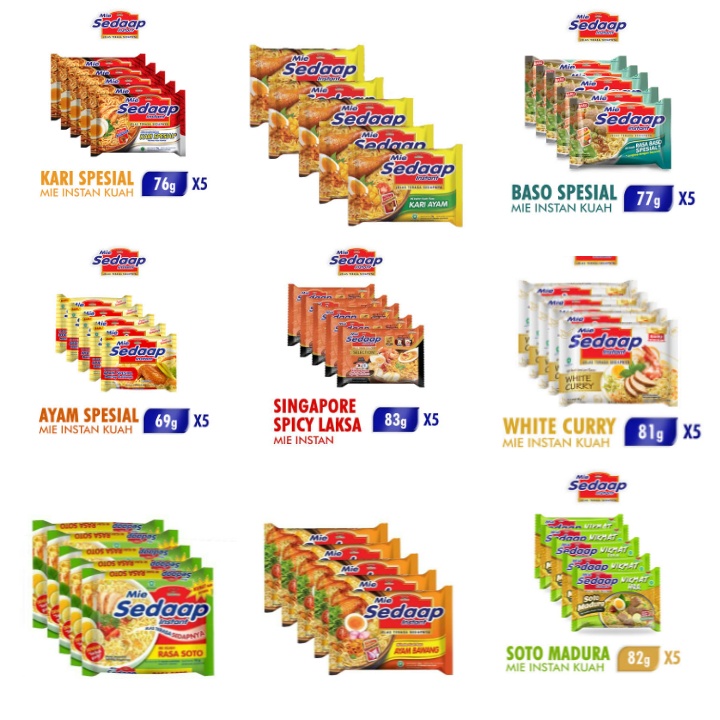 Mi instant mie sedaap kuah all varian (per 5 pcs) mi sedap enak dan murah