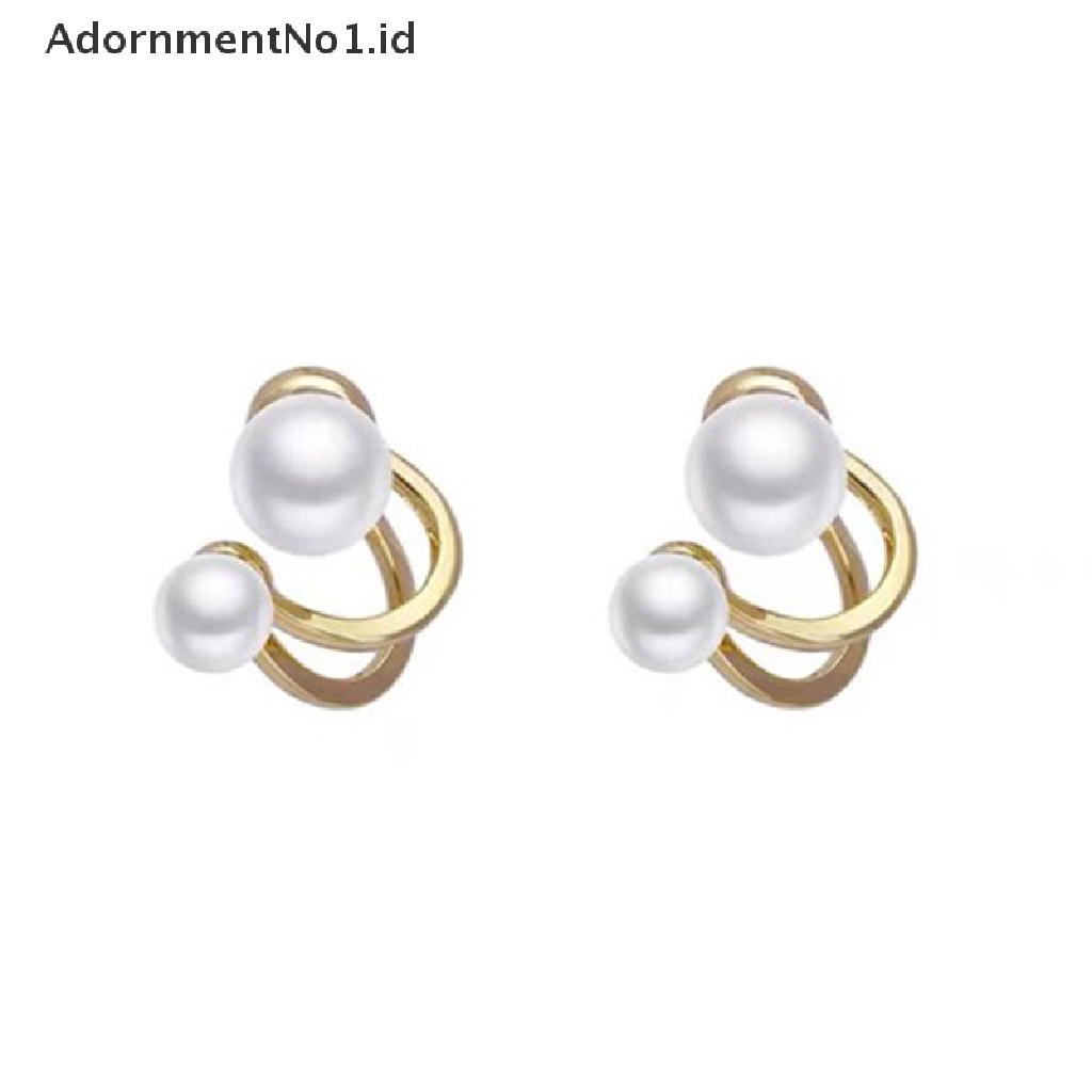 [AdornmentNo1] Baru 1pasang Gadis Manis Lucu Imitasi Double Pearl Rhinestones Earrings Ear Stud [ID]