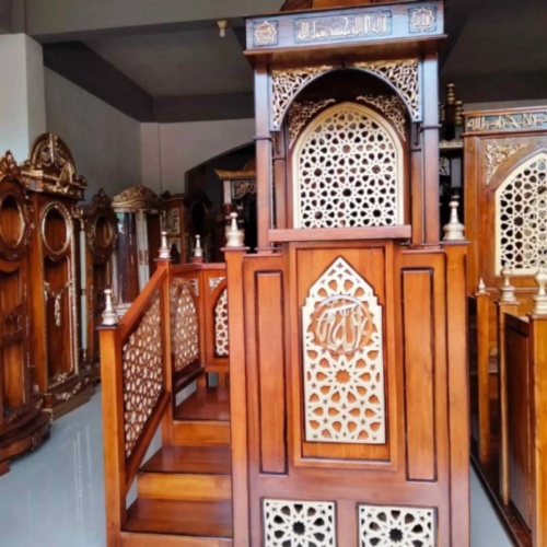 Mimbar Masjid Podium Masjid Ukuran Besar Bonus Logo Allah Tangga Samping Mimbar Masjid Best Seller