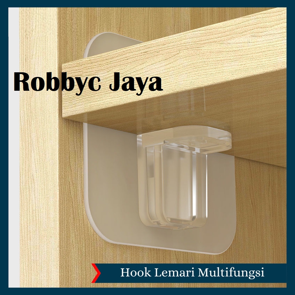 Hook Penopang Sekat Lemari Laci Siku Ambalan / Gantungan Tempel Plastik