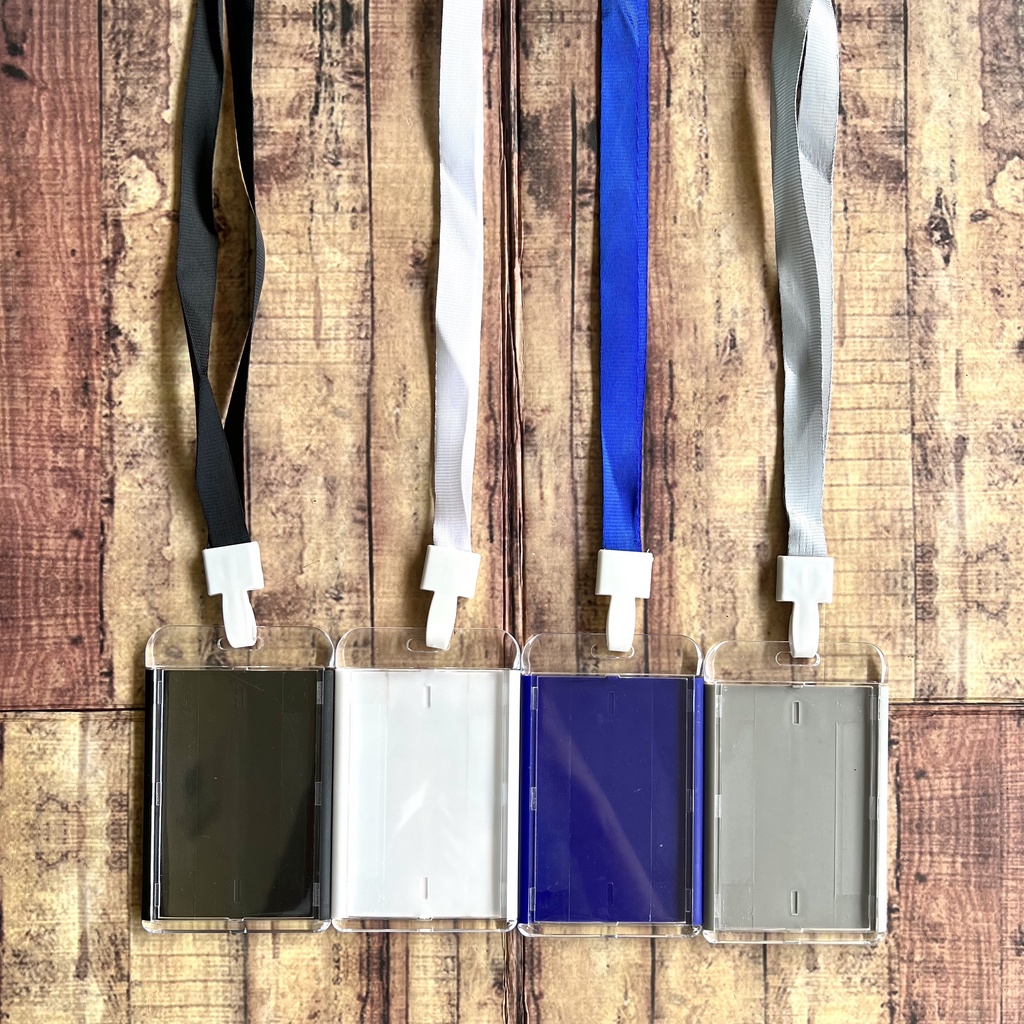 

1 set Tempat ID Card + Tali 150mm Akrilik 1 Sisi - Card Holder Akrilik - Gantungan Kartu Casing ID Card - Name Tag Acrylic