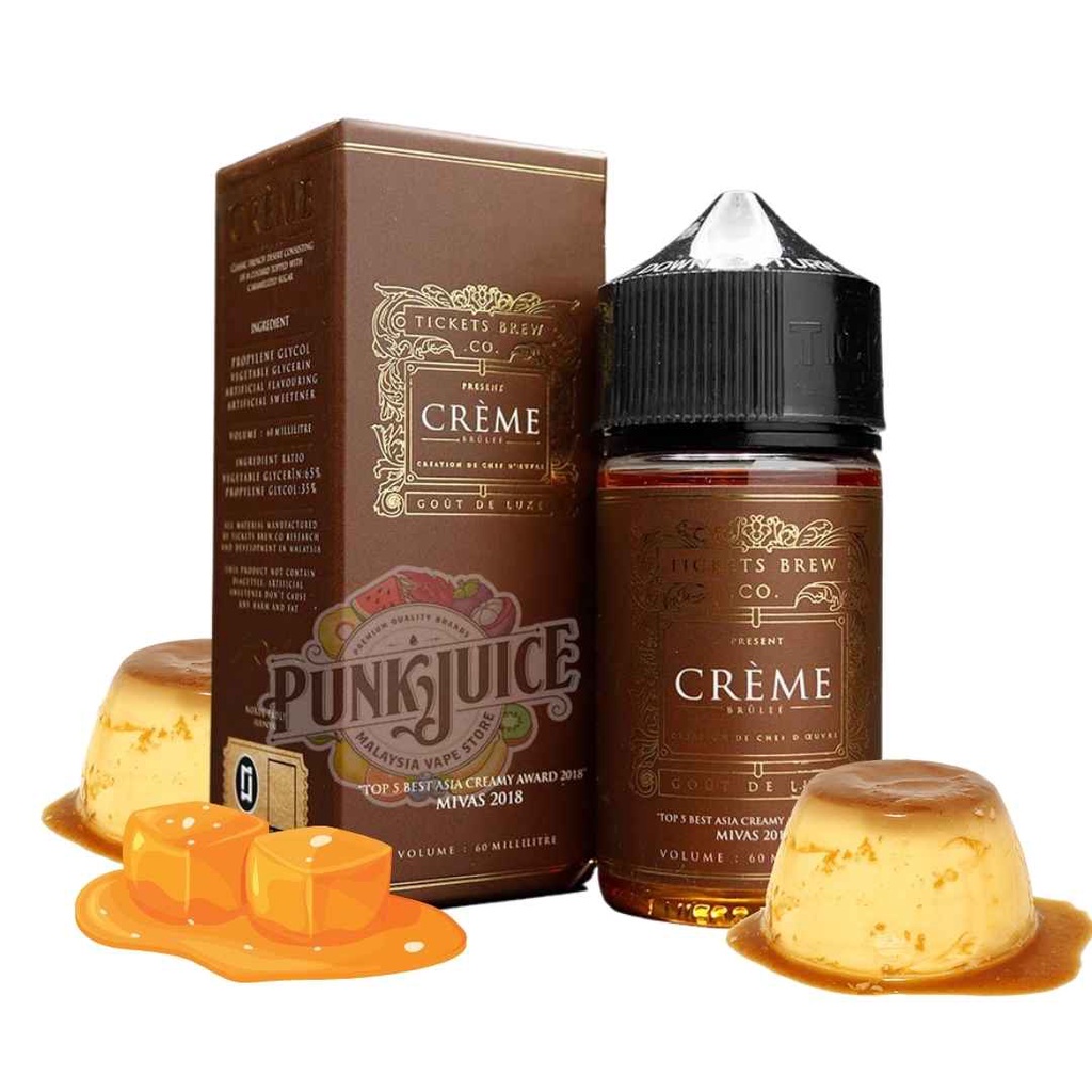 AUTHENTIC 100% LIQUID EJM TICKET BREW CREME BRULLE CAKE 60ML