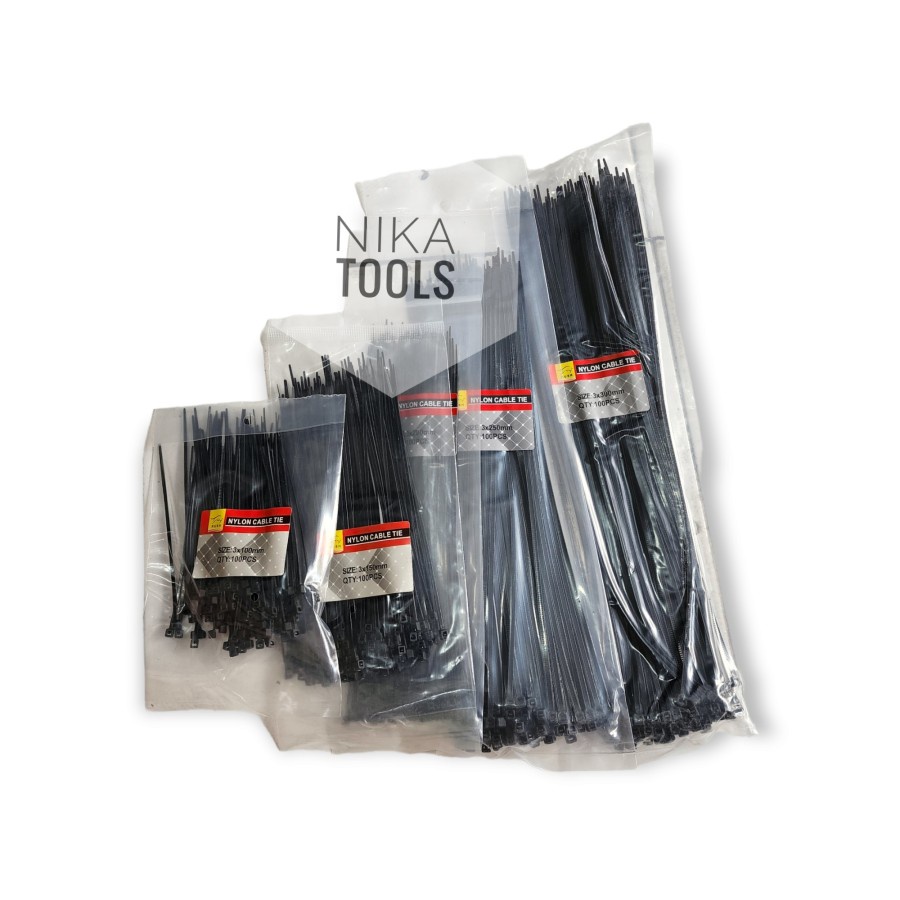 Kabel Tis 25 cm 250 mm Cable Ties Tie Nylon Nilon Hitam 100 pcs