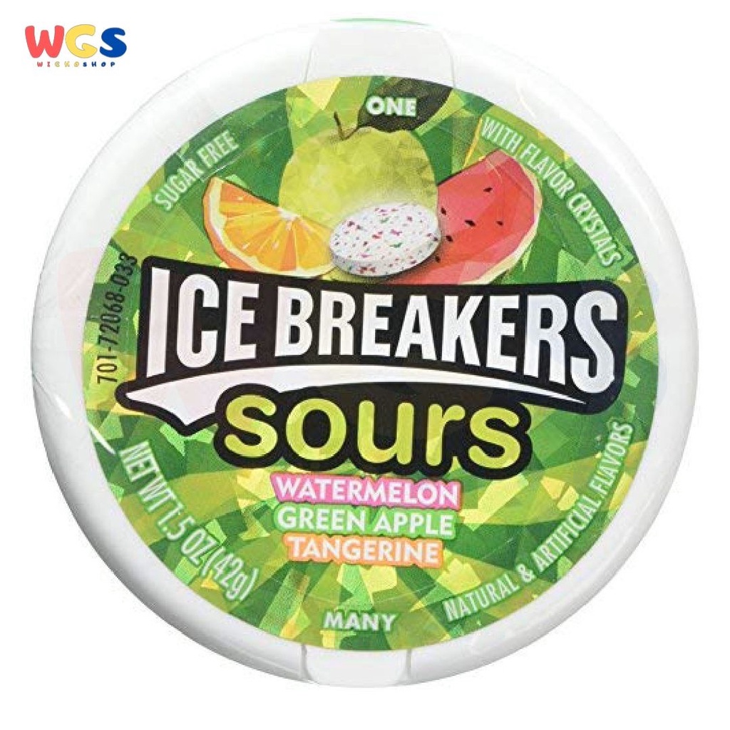 Permen ICE BREAKERS Sours Sugar Free Watermelon,Apple,Tangerine 42g