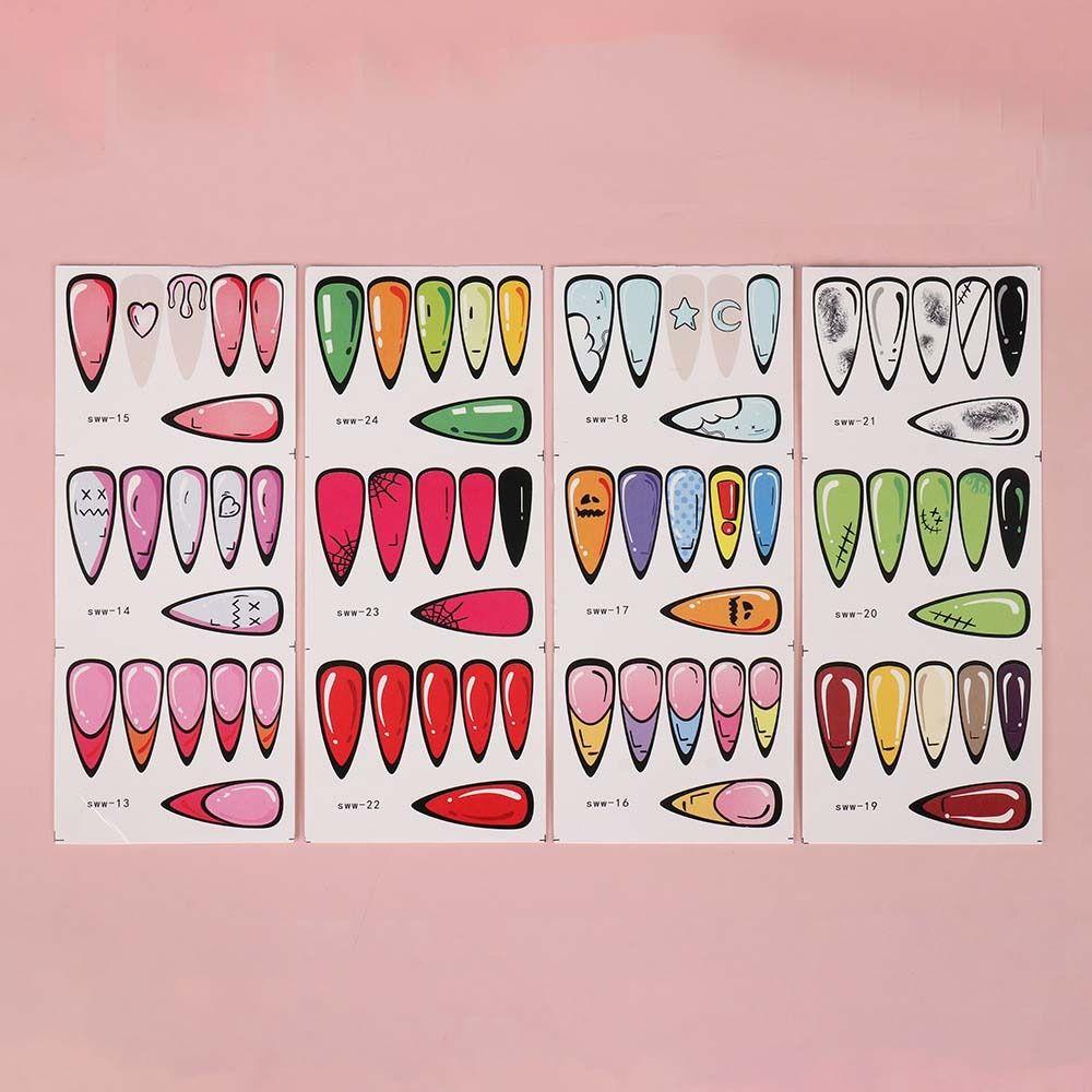 Mxbeauty Stiker Kuku Komik Wanita Perekat Diri Api Api Api Api Cinta Hati Semu Stiker Stereo Penuh Penutup Dekorasi Nail Art