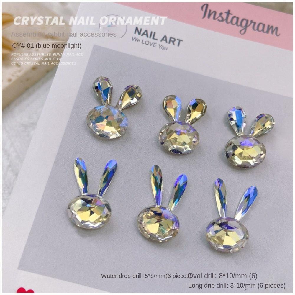 Mxbeauty Kelinci Kuku Berlian Imitasi DIY Merakit Pesona Kuku Ikatan Simpul Manikur Aksesoris Nail Art Drills