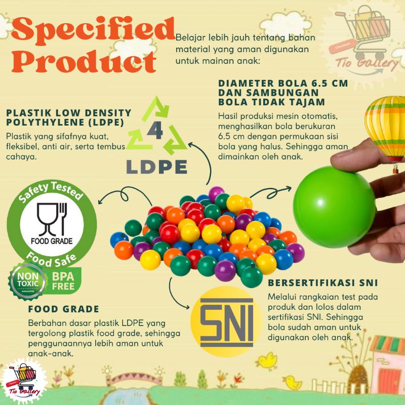 Bola Mandi Anak Plastik Warna Bening Transparan Original Kualitas SNI isi 100pcs 1Kg BPA Free dan NonToxic