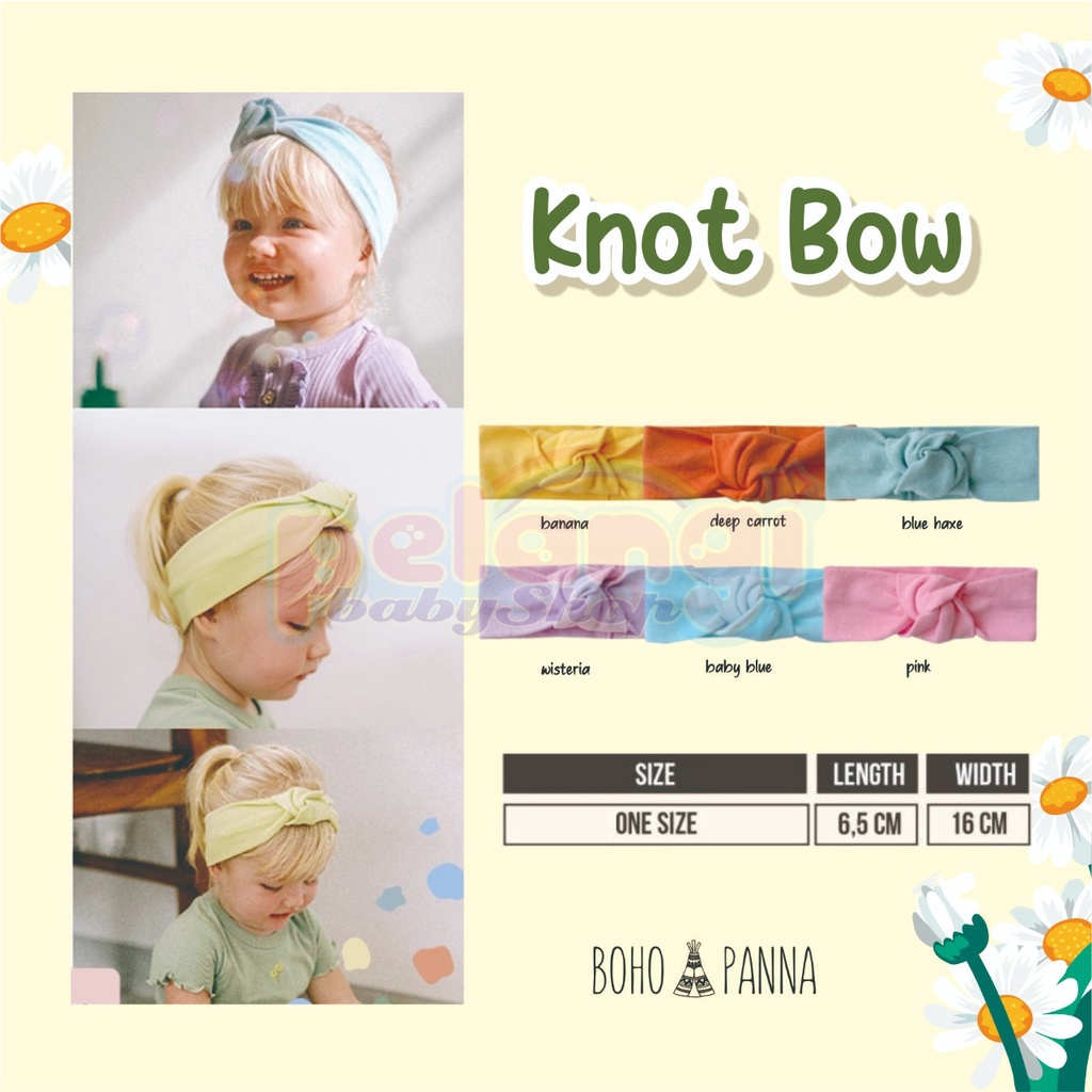 BOHO KNOT BOW BOHOBABY | KNOT BOW | TOPI BAYI | BOHO PANNA PRINTING | AKSESORIS BAYI | BAYI