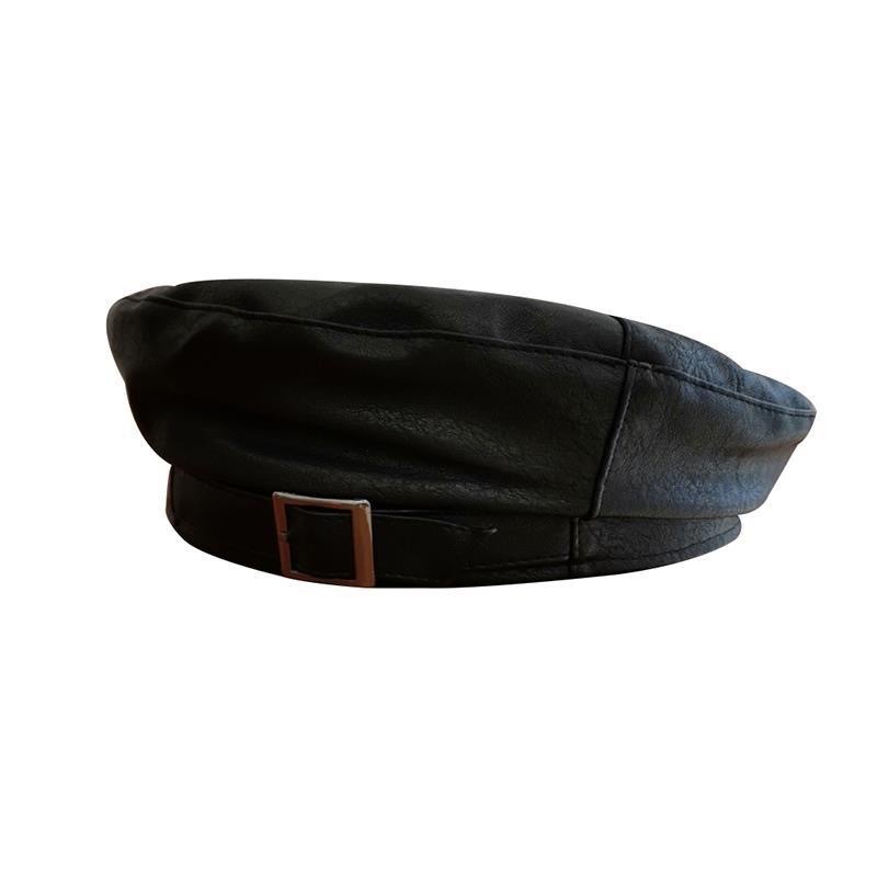 BEGE beret gesper topi kulit pu leather mangaka komikus