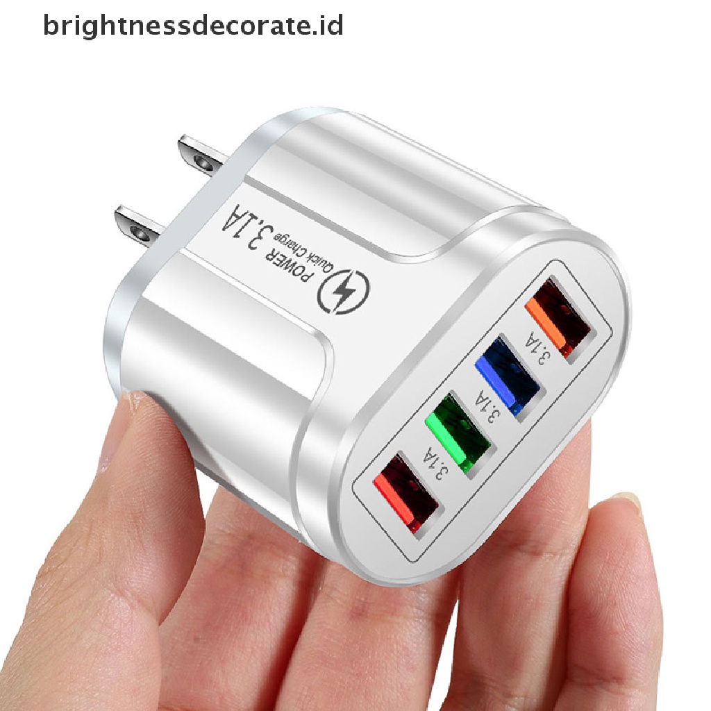 [Birth] Usb Charger Fast Charge Pengisian Dinding Handphone 4port EU US Plug Adapter Travel [ID]