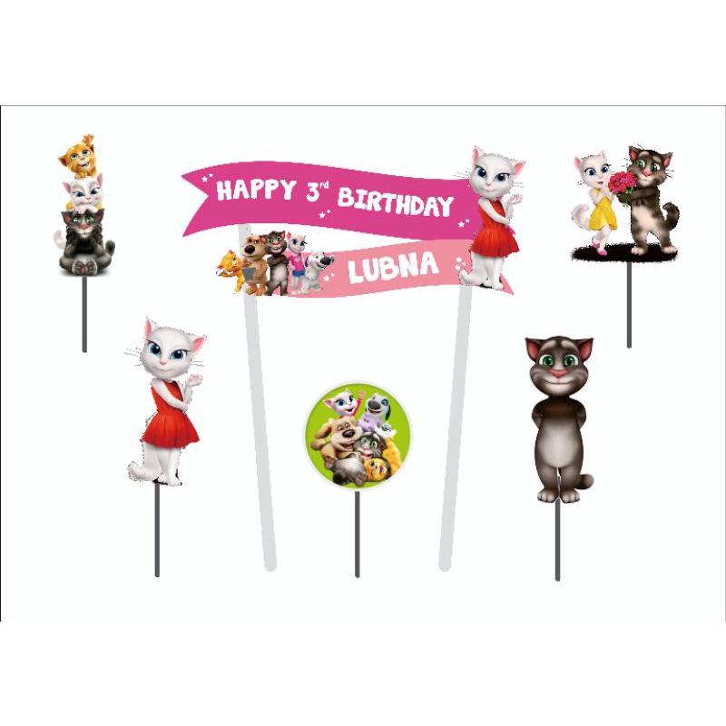Topper Cake Talking Tom Angela Design (PAKE NAMA)