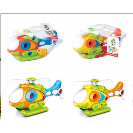 MAINAN ANAK EDUKASI DIY PESAWAT WARNA BLOCK BUILDING HELI HELIKOPTER