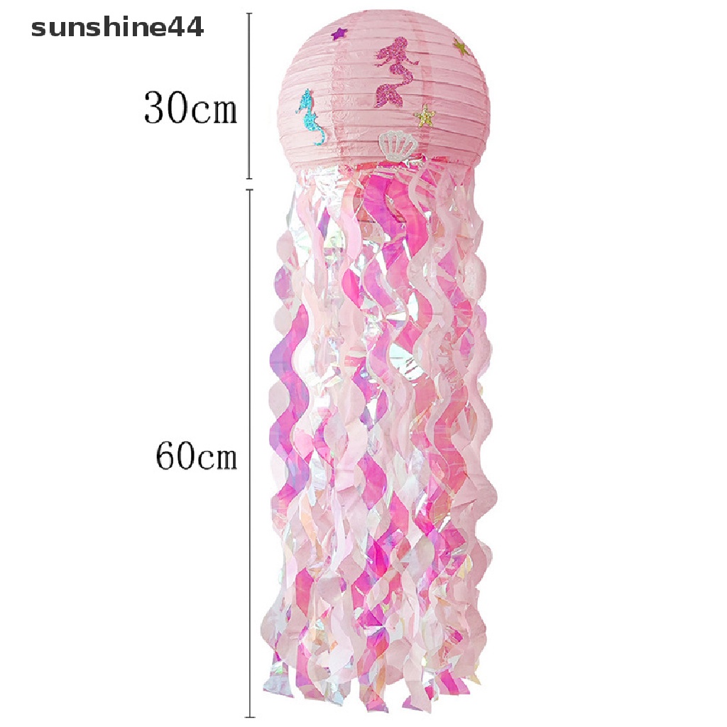 Sunshine Mermaid Dekorasi Pesta DIY Hanging Jellyfish Lantern Little Mermaid Sea Party.