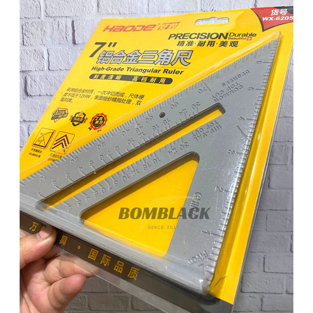 Penggaris Siku Sudut Segitiga 7 inch Alumunium Speed Square Ruler HD