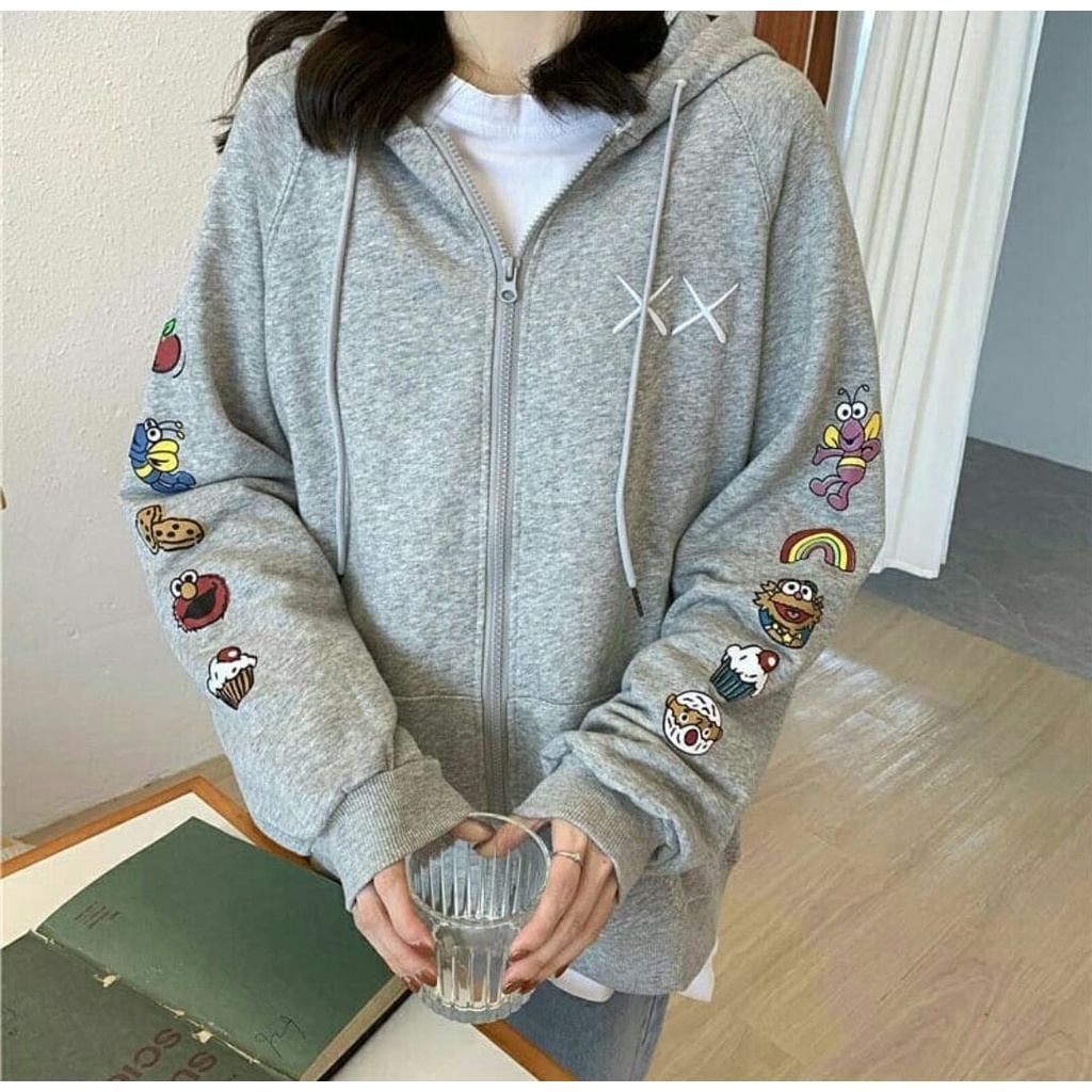 HOODIE ZIPPER SWEATER WANITA / SESAME HOODIE ZIPER JAKET WANITA KOREAN STYLE