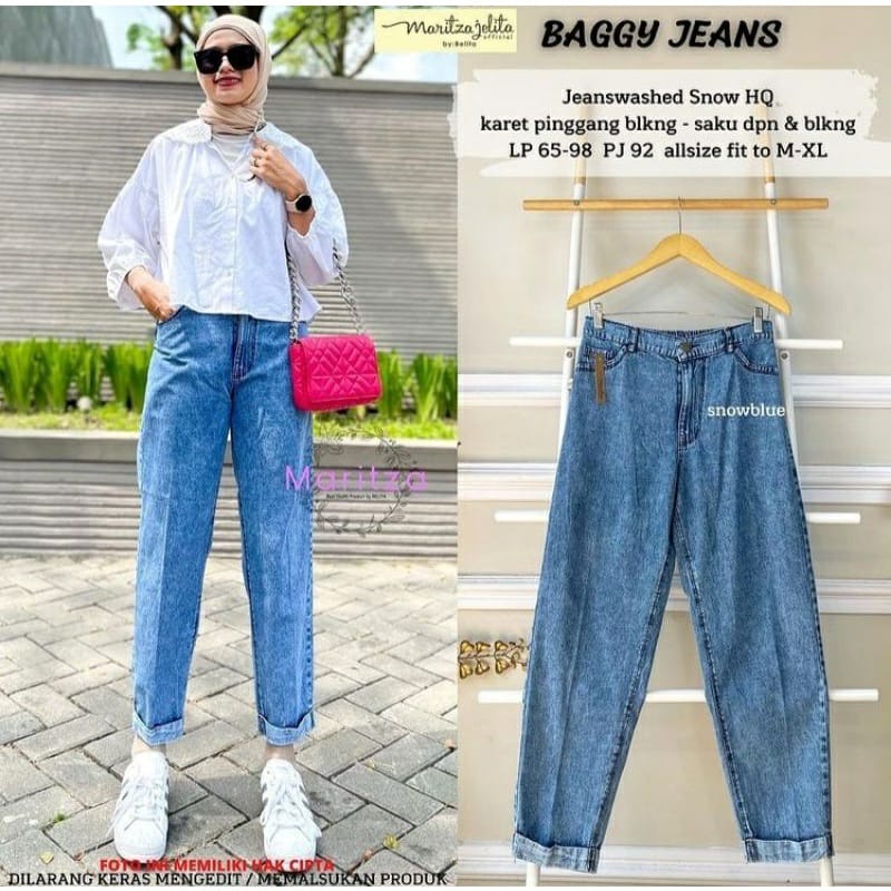 Celana Baggy Jeans Wanita Murah Bahan Adem Super Premium