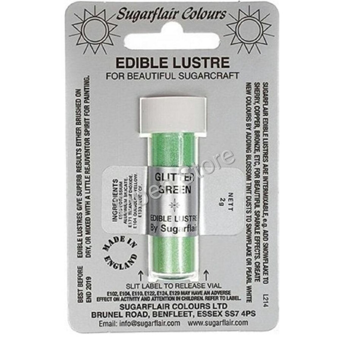 

Sugarflair Edible Lustre Color Glitter Green Btl-2gr