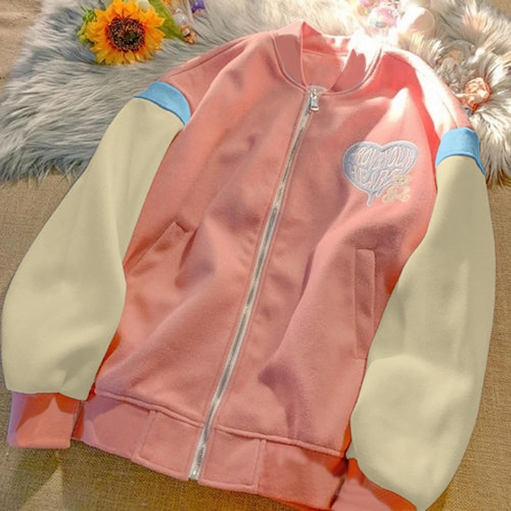 Jacket Varsity Prove Your Heart | Korean Style Bomber Baseball | Pakaian Pria dan Wanita | Bahan Fleece | Allsize