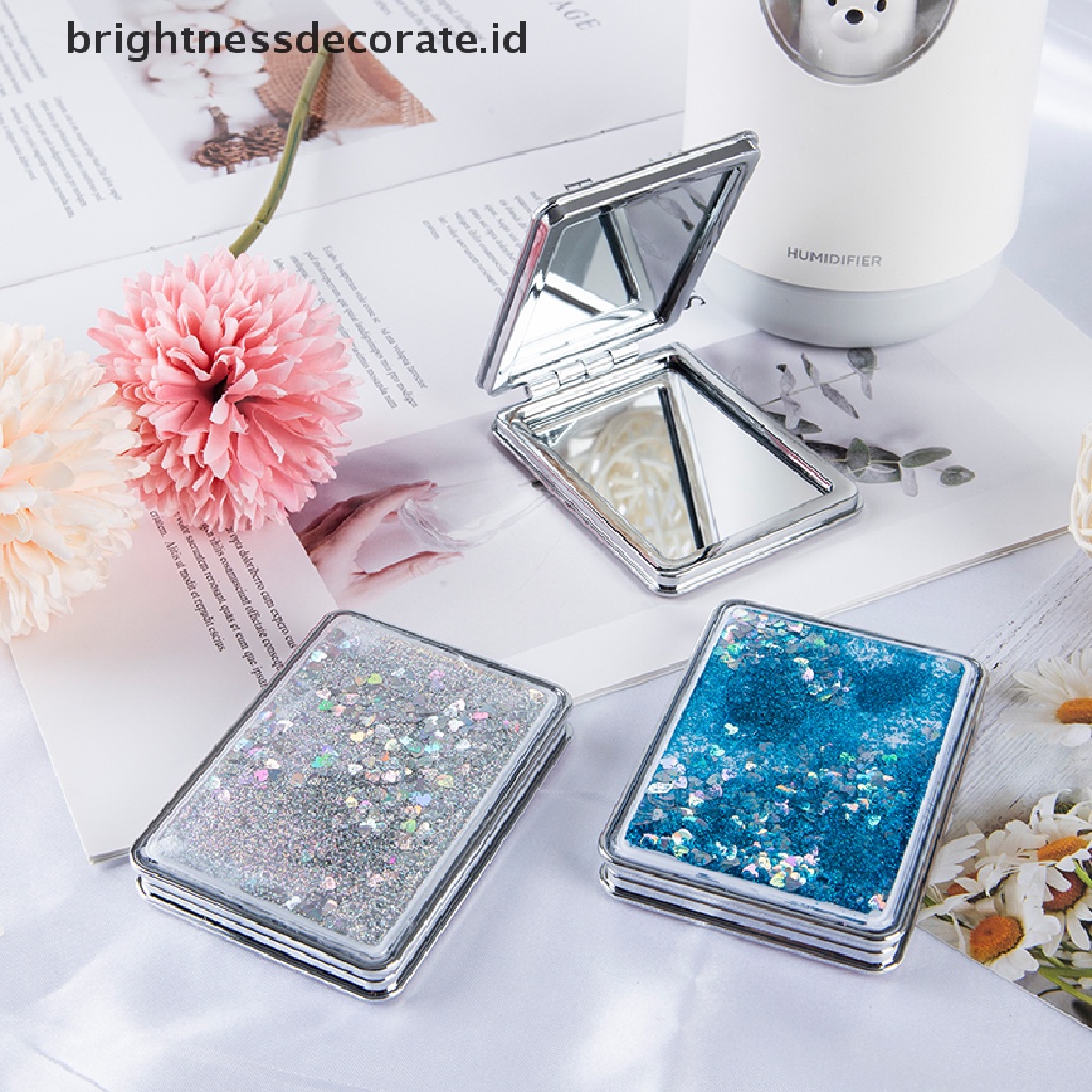 [Birth] Cermin Rias Saku Mini Cermin Compact Kosmetik Kreatif Dengan Pasir Mengalir [ID]