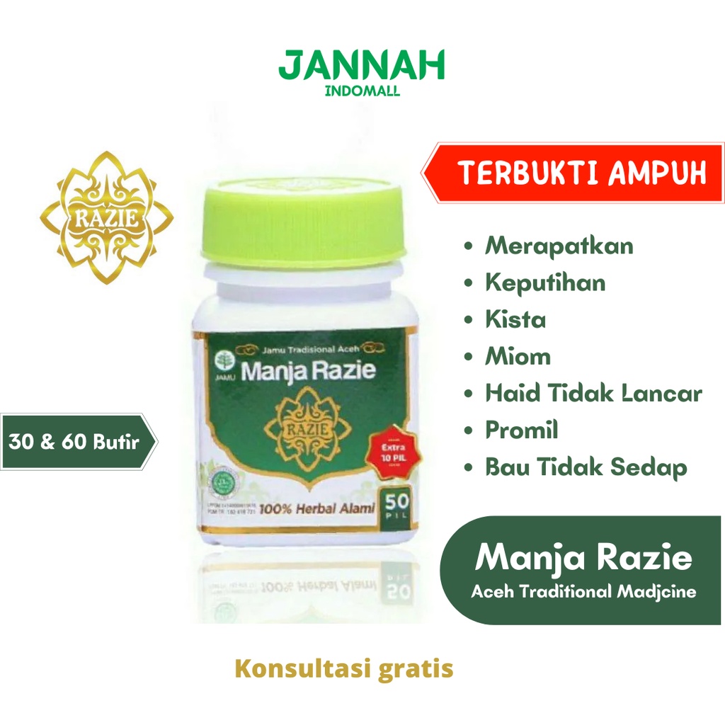 MANJA RAZIE ORIGINAL 30 &amp; 60 Butir | Manjakani | Obat Keputihan | Perawatan Miss V | Perapat Miss V