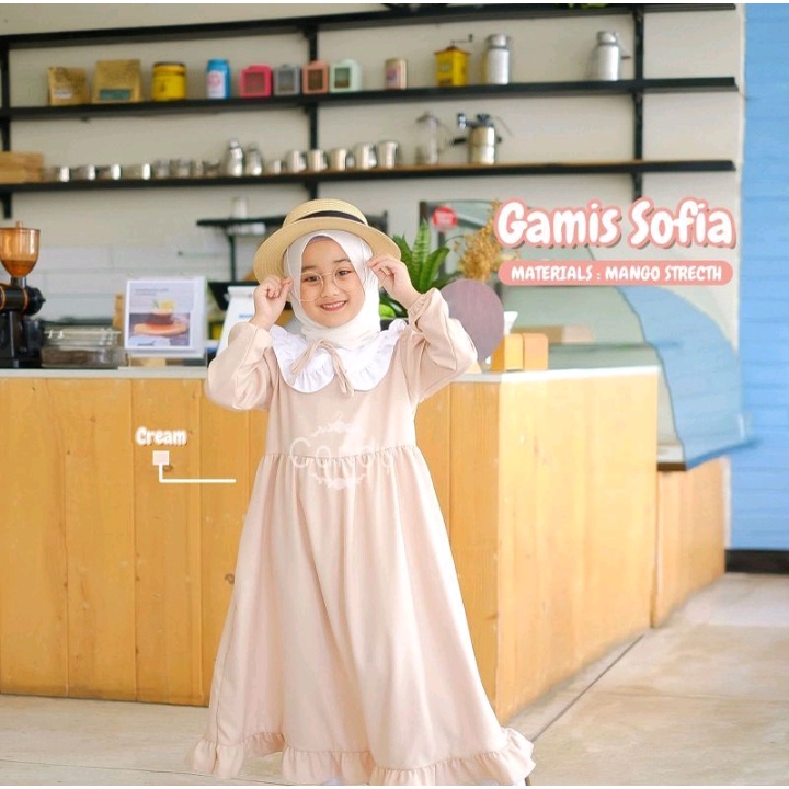 Gamis Anak Usia 1-12 Tahun Gamis Muslim Anak Sofia Bahan Crepe Eksklusif Biru Wardah