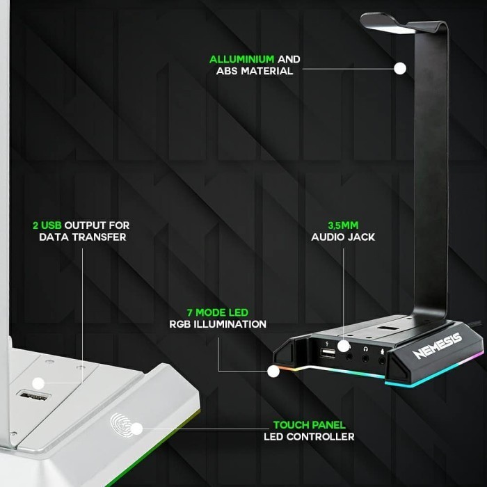 NYK T10 Luminate RGB Headset Stand 7.1 Virtual Surround with USB Port