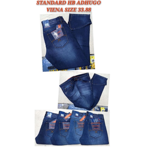 Celana Jeans Pria Panjang Bahan Lepis Denim Model Reguler Tidak Melar Lembut Merk Adhugo dan Adluis Wwrna Biru Gelap Biru Terang Ukuran Standar 27 28 29 30 31 32 Premium Distro Celana Laki Dewas Bapa bapa