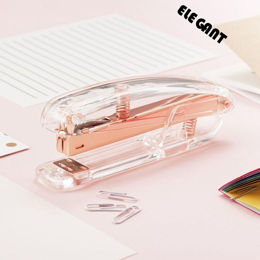 ELEGANT Metal Stapler Desk Stationery Binding Machine Rose Gold Stapler Office Accessories Office Binding Supplies Fashion School Supplies Stationery Hand Puncher Paper Punch Stationery/Multicolor