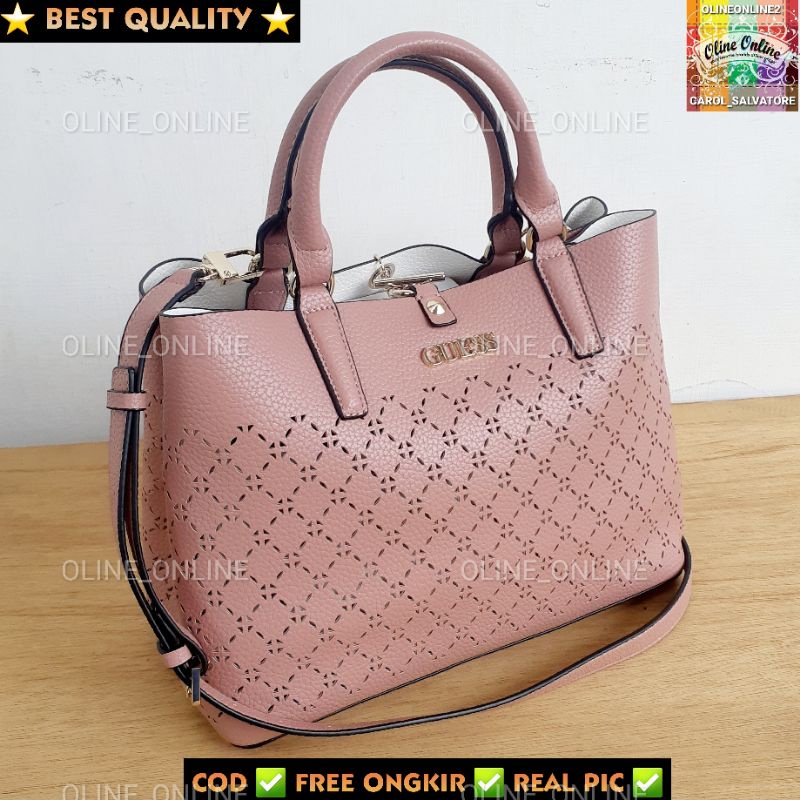 tas amara satchel bag bolong bolong laser cut logo small transparan gs top handle tali panjang talpan office pink beige navy electric blue black Readystock Cirebon ciayumajakuningan indramayu majalengka tegal jawabarat jawatengah fast delivery instan