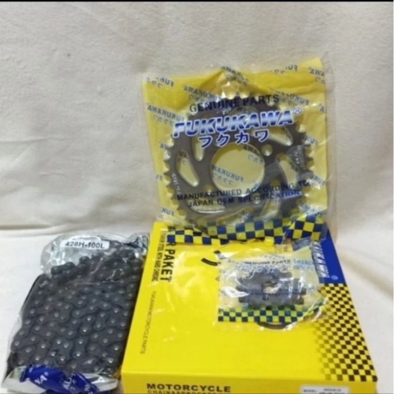 GEAR PAKET GIR SET SUZUKI SHOGUN 125 SMASH 428H-100L-35T-14T MERK FUKUKAWA