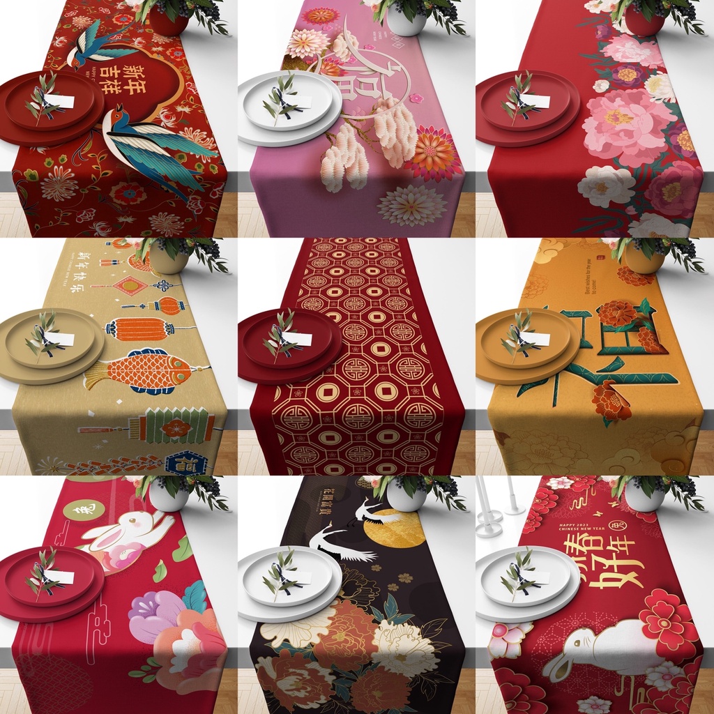 TAPLAK MEJA TABLE RUNNER PRINT MOTIF IMLEK CNY CHINESE NEW YEAR SINCIA 140X40 DAN 230X40 CM