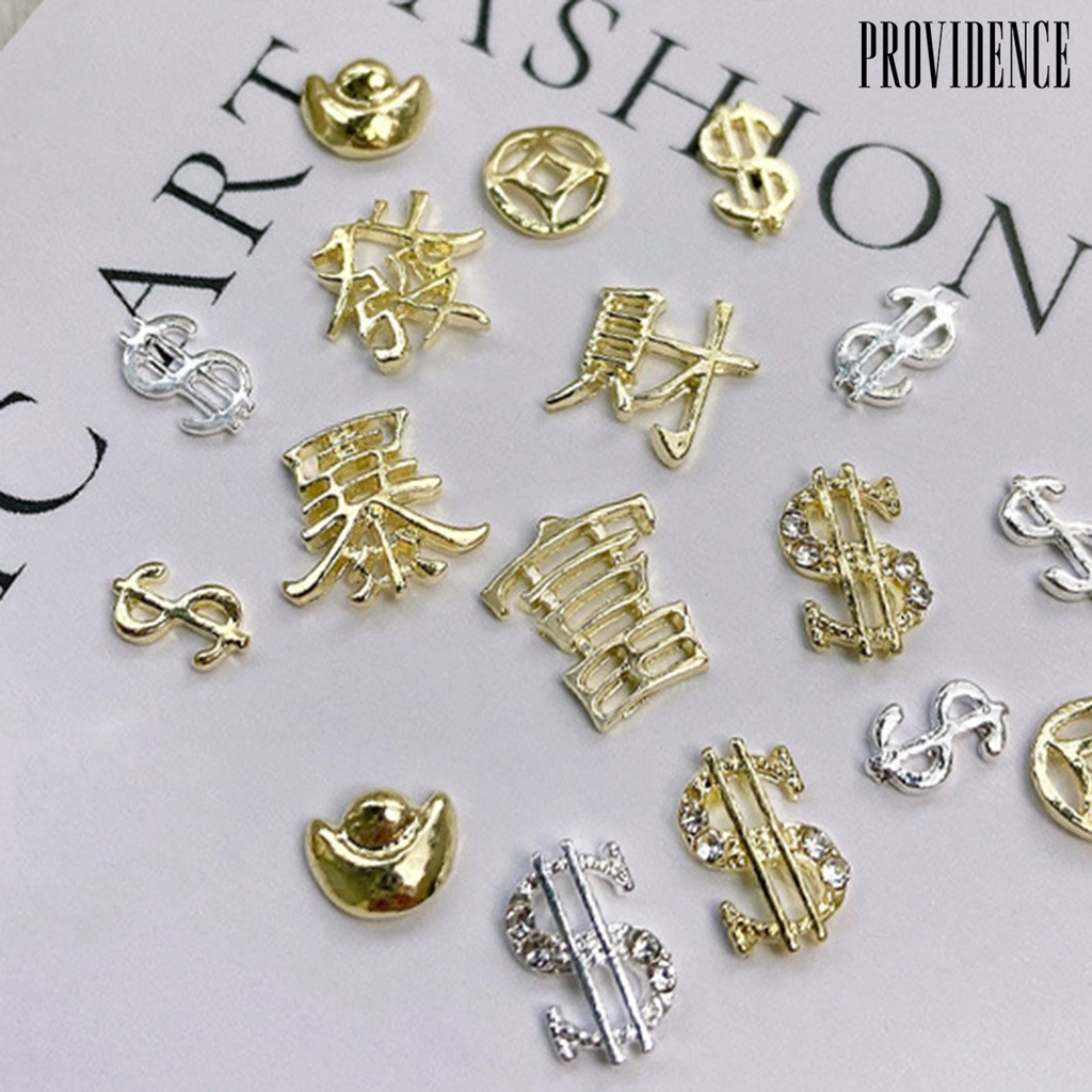 Providence 20Pcs Manicure Decors Shining Easy Paste Indah Indah Indah Umur Panjang Umur DIY Nail Art Alloy Kekayaan Keberuntungan Kuku Berlian Imitasi Aksesoris Toko Manicure