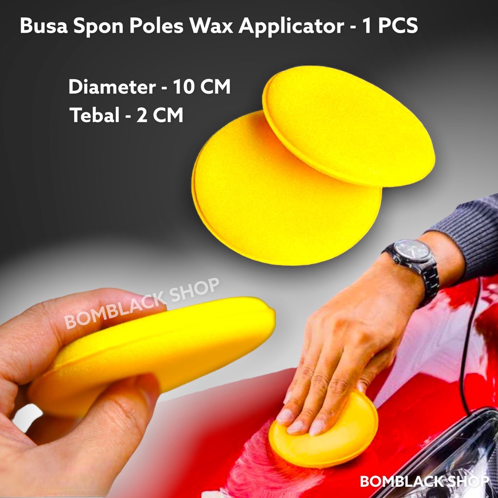 Busa Sponge Poles Kuning Bulat 10 CM Applicator Aplikator Pad Busa Poles Wax Body Mobil Foam Detailing Wax &amp; Polish 10CM SATUAN