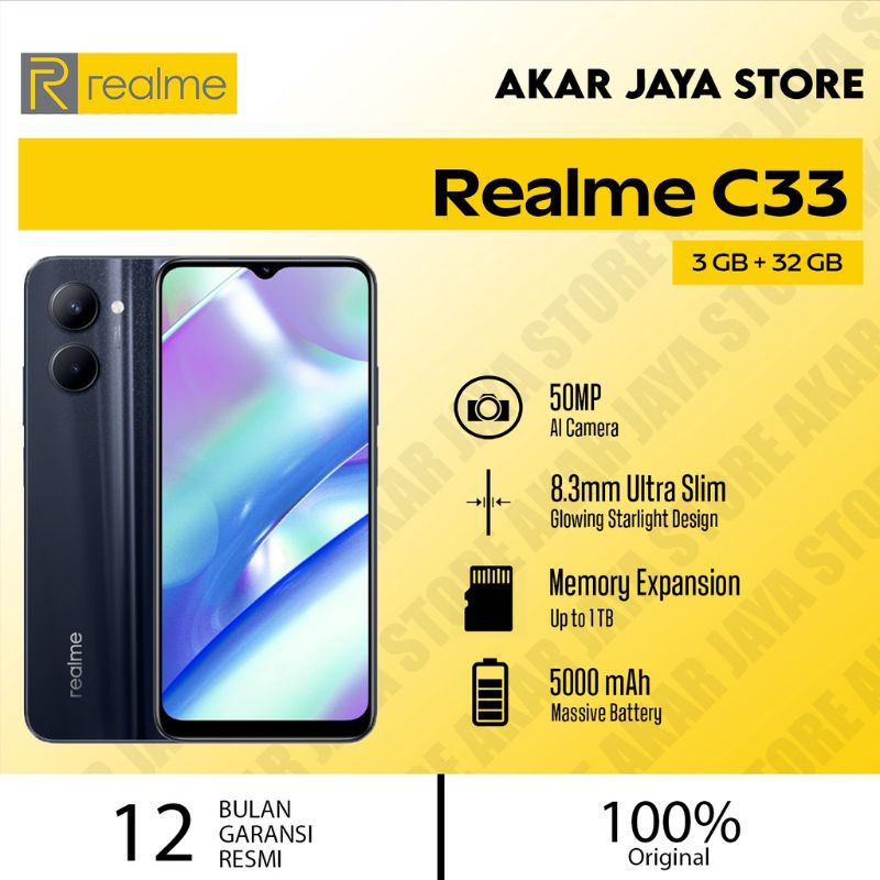 HP REALME C33 3/32 RAM 3GB INTERNAL 32GB GARANSI RESMI REALME
