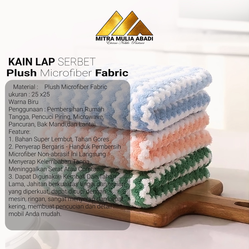 Kain Lap Microfiber Serbet Pembersih Piring Gelas Meja Dapur Bahan Coral Fleece Anti Minyak