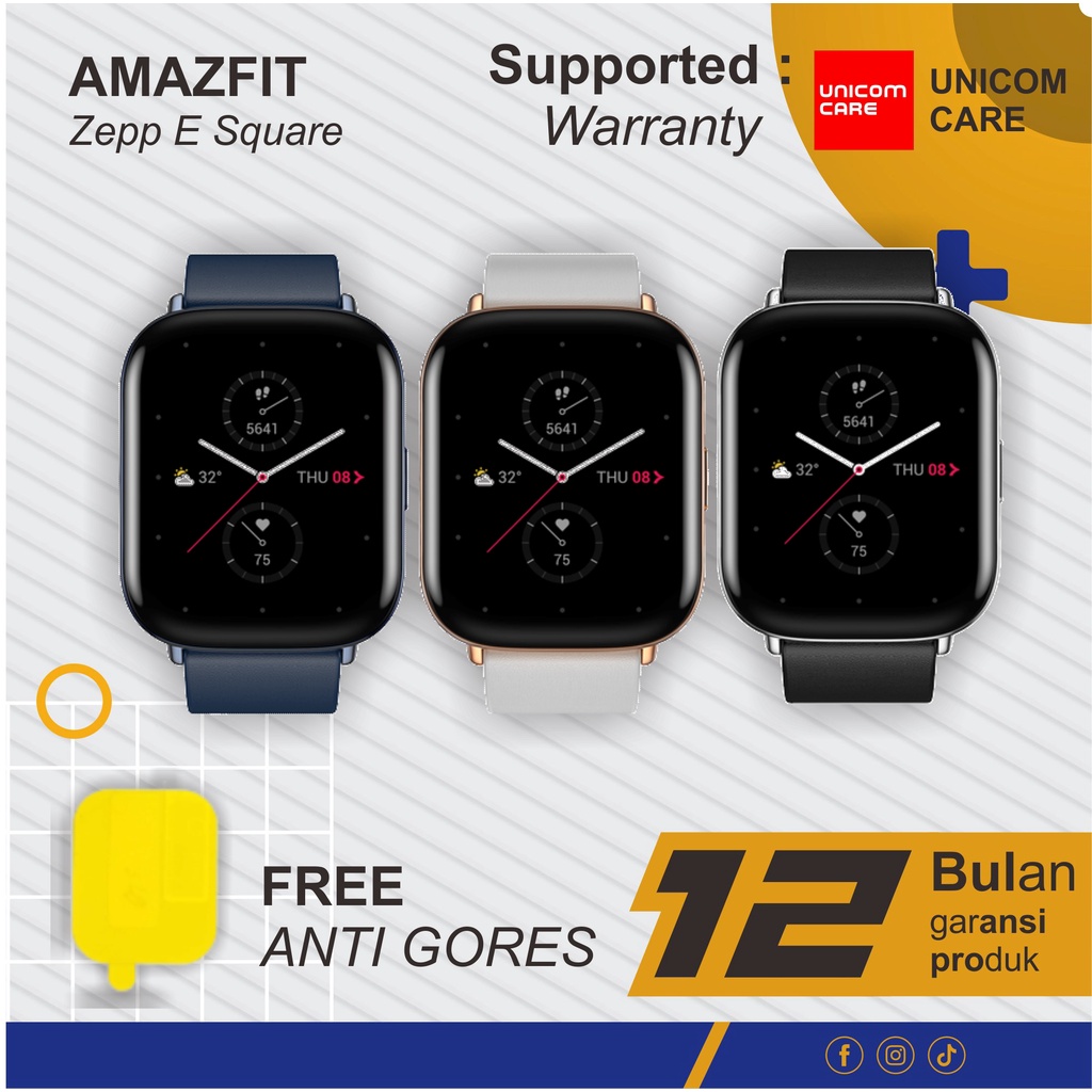 Amazfit Zepp E Square Smartwatch AMOLED SpO2 Ultra Slim Watch 5ATM