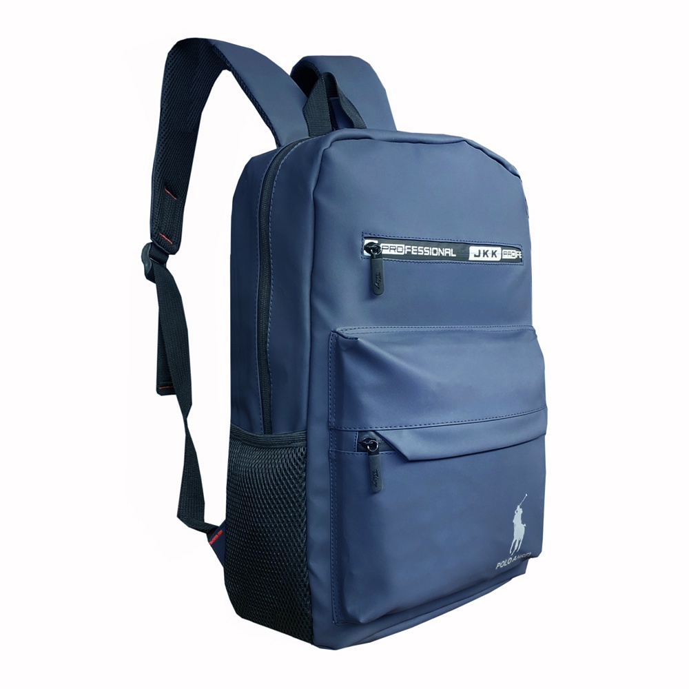 NEW BRANDED!! POLO Tas Ransel Pria Anti Air P-1980 Backpack Original Import berkualitas Tas Ransel Laptop Sekolah Kuliah dan Outdoor - Navy Blue + Raincover