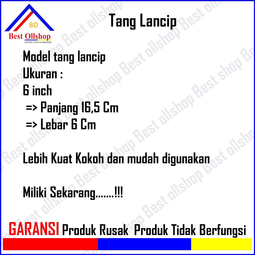 Tang Mini Lancip Cucut Kombinasi Potong Jepit Long Nose Pliers Blister 6 Inch