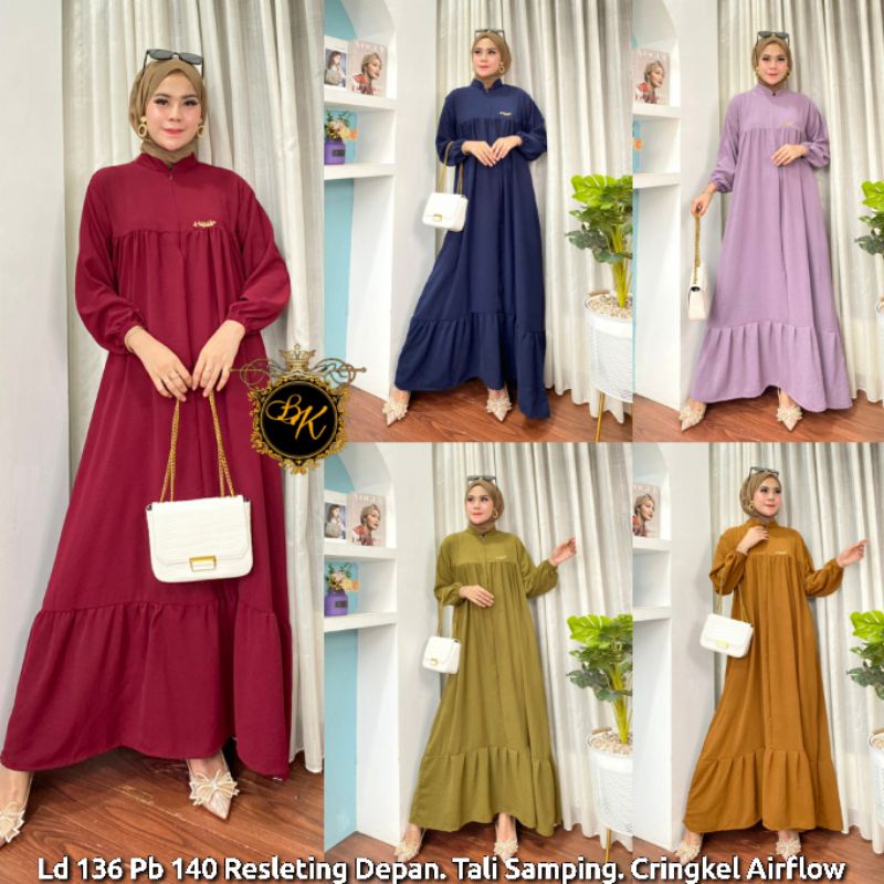 Terbaru Gamis Cringkel Jumbo Ld 130 | Longdress Kombinasi Jumbo Ld 130 | Gamis Midi Jumbo | Gamis Ar