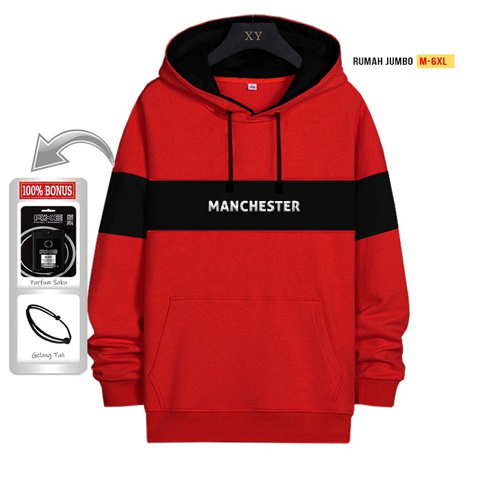 SWEATER HOODIE OVERSIZE M-6XL MANCHESTER RED HOODIE UNISEX JUMBO