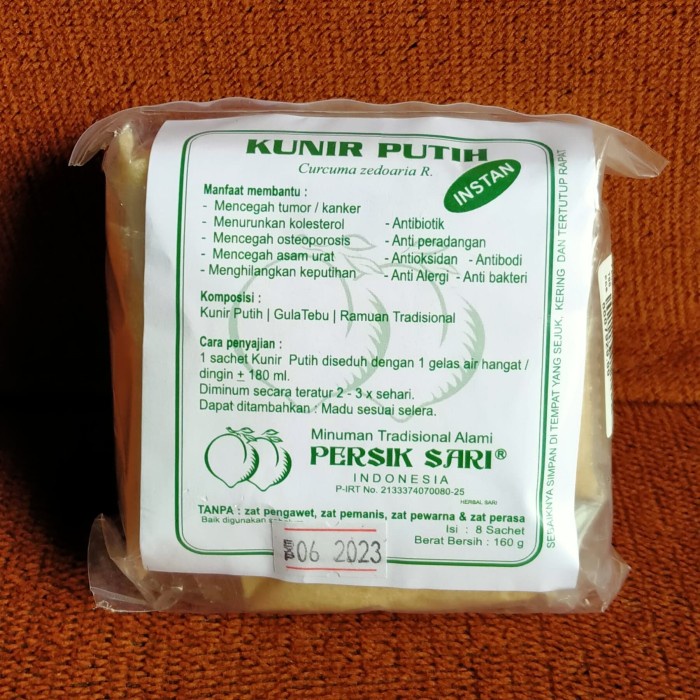 

Terlaris ✨ - KUNIR PUTIH Persik Sari - Minuman Jamu Herbal Tradisional 8 sachet 2.1.23